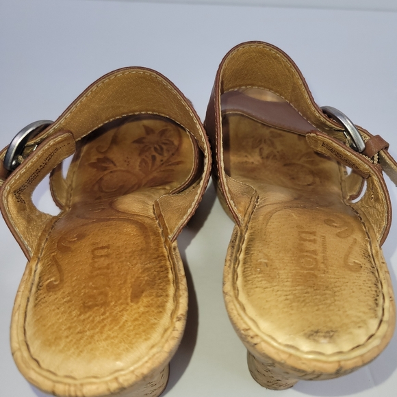 Born Cork Wedge Strappy Chuncky Buckle Leather Spring Summer Sandals Size 39 - Picture 5 of 11